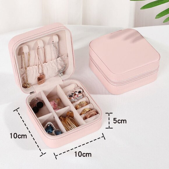 Portable Travel Mini Jewelry Box Leather Jewellery Ring Organizer ,Storage 1 Set - Picture 3 of 10